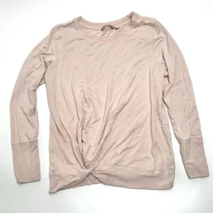 ATHLETA Pink Modal Long Sleeve Top Sweatshirt Size XS Front Twist Knot Shirt - Picture 1 of 8