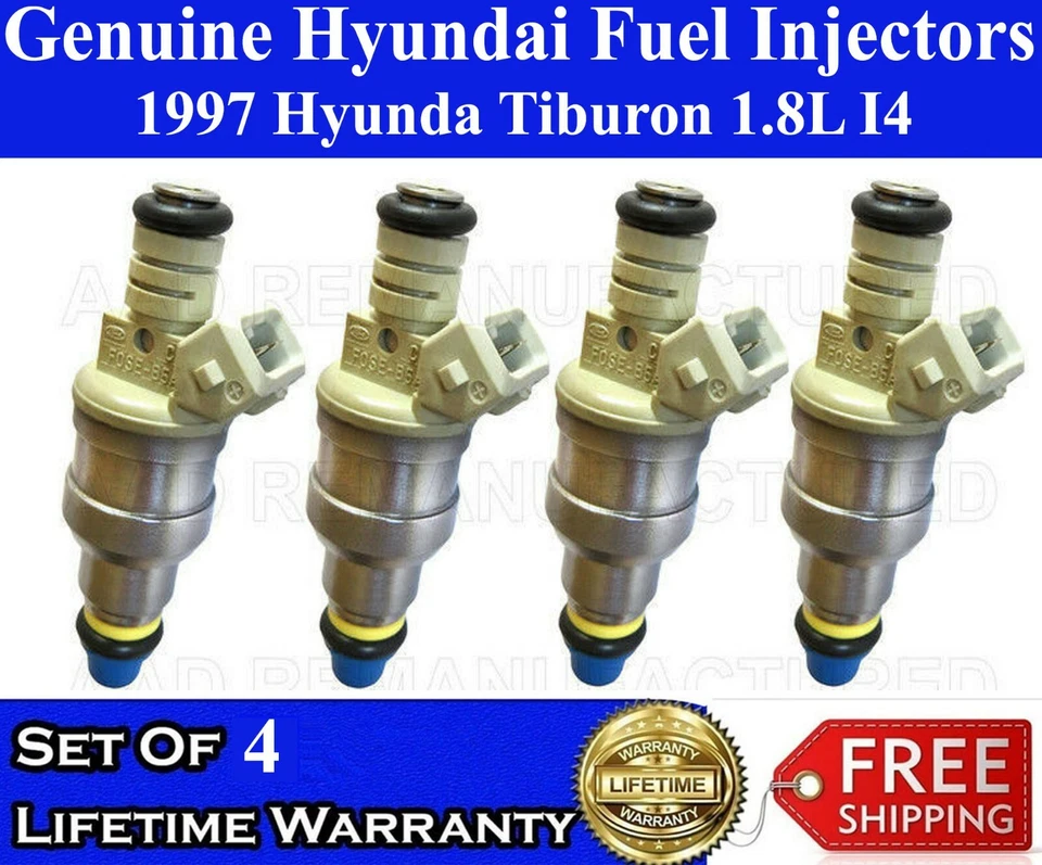 Juego de 4 inyectores de combustible originales Hyundai para Hyunda Tiburon 1997 1,8 L I4 Foto 1 de 1