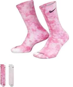 2 pares de calcetines Nike Crew, zapato para hombre talla L 8-12 rosa tie dye - Imagen 1 de 6