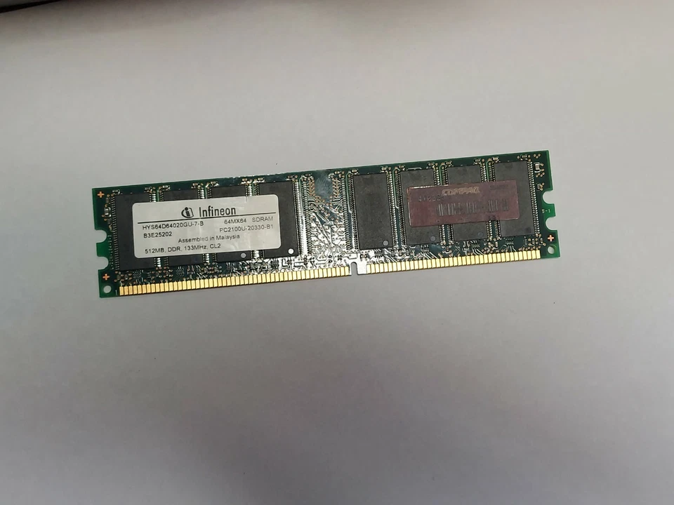 INFINEON HYS64D64020GU-7-B 64M�64 SDRAM 512MB,DDR,133 MHz PC2100 COMPUTER MEMORY - Image 1 of 1