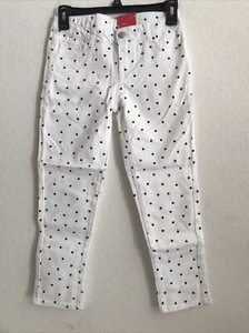 TOTAL GIRL White w/blue heart Print Crop Pants Size12reg ret$36(5hmbx-117-7) - Picture 1 of 6