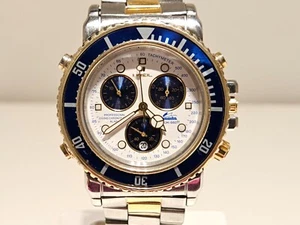 VINTAGE DIVER 200m MEN'S ST.STEEL ALARM CHRONOGRAPH QUARTZ WATCH "BREIL" MANTA - Picture 1 of 13