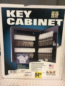  Locking Gray Metal Key Cabinet Holds 60 Slotted Keys Made in USA NEW - Picture 1 of 4