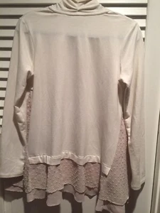 LOGO Lounge Lori Goldstein elfenbeinfarbener Cardigan mit Chiffonbesatz vorne offen Damen XS - Bild 1 von 9