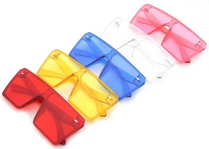 Oversize Large Sunglasses Colorful Nerdy Fashion Transparents Frame UV 100% - Picture 1 of 24