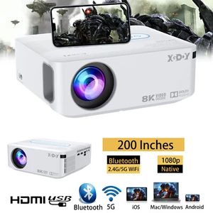 5G WiFi Bluetooth Android Projector 4K 1080P Support Outdoor Home Cinema HDMI AV - Picture 1 of 12