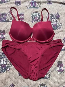 Vintage bikini panties Bra Set size 34B size L second skin Jessica Simpson Silk - Picture 1 of 8