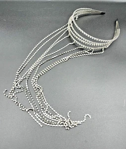 Diadema Tiara Cristal Estrás Vintage Largas Cadenas Borla Cascada Art Deco - Imagen 1 de 8