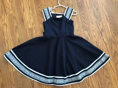 Bonnie Jean Girls Navy Blue and White Lace Dress Size 6 - Image 1 of 4