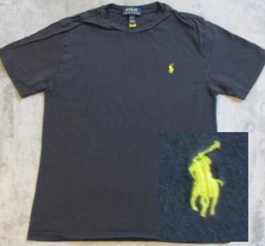 Polo Ralph Lauren Shirt Boys Medium 10-12 Black Yellow Pony Embroidered Cotton - Picture 1 of 16