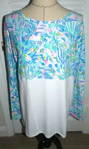 LILLY PULITZER Finn Top Blau Ibiza "CABANA COCKTAIL" Größe L Neu mit Etikett - Bild 1 von 5