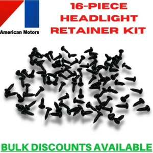 1958-1968 AMC American Headlight Trim Ring Retainer Bucket Screws BLACK NOS - Bild 1 von 1