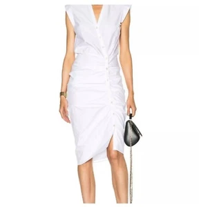 Veronica Beard Corescape gerafftes Shirtkleid Gr. 0 Neu mit Etikett weiß - Bild 1 von 4