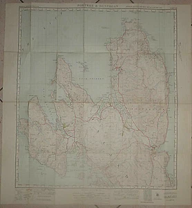 SCOTLAND MAP - ISLE of SKYE - Cloth - PORTREE and DUNVEGAN - 1947 - Staffin Bay - Picture 1 of 11