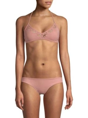 NUEVO CON ETIQUETAS TORI PRAVER Leona Isla XS Bikini Traje de Baño Bali Rosa Conjunto de 2 piezas Crochet Recorte  Foto 1 de 4