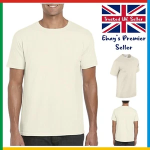Camiseta NATURAL Gildan Estilo Suave Hilada en Anillos * Camiseta Lisa Para Hombre * En Blanco GD01 * Camisa - Imagen 1 de 3