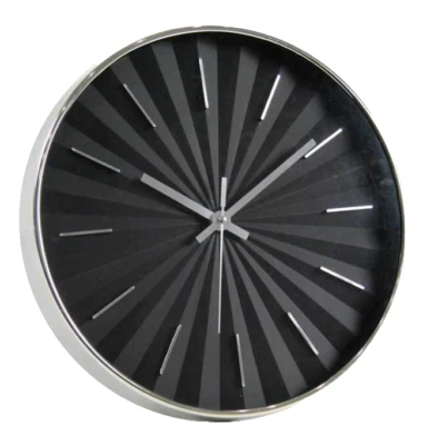 OROLOGIO DA PARETE MURO TONDO DESIGN MODERNO SILENZIOSO NERO ARGENTO D 30 cm - Immagine 1 di 4