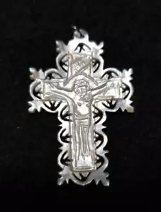 Vintage Carved MOP Cross Crucifix Pendant Bethlehem Jerusalem - Picture 1 of 14