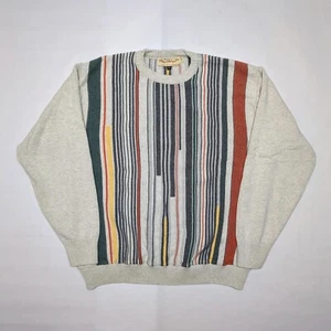 Norm Thompson Knit 3D Multicolor Coogi-Style Sweater LG Canada Vintage 1990s - Picture 1 of 8