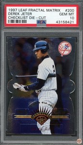 1997 LEAF FRACTAL MATRIX DEREK JETER CHECKLIST DIE-CUT #200 PSA 10 POP 8 (421)