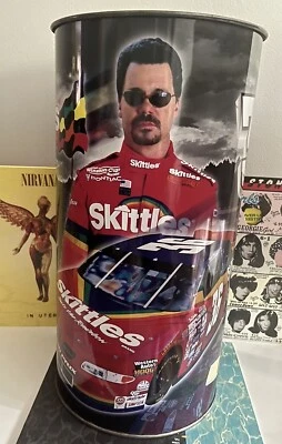 Vintage 1998 NASCAR Ernie Irvan #36 Large Metal 18” Cylinder Racing Trash Can - Image 1 of 4
