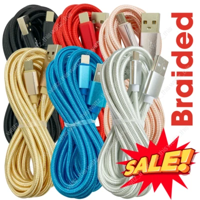 10Ft USB Charging Cable Heavy Duty Data Cord Fast Charger For iPhone 14 12 11 XR - Image 1 of 4