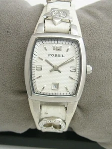 RELOJ FOSSIL MUJER JR9310 ACERO INOXIDABLE BLANCO CUERO PUÑO CRISTALES CUARZO - Imagen 1 de 7