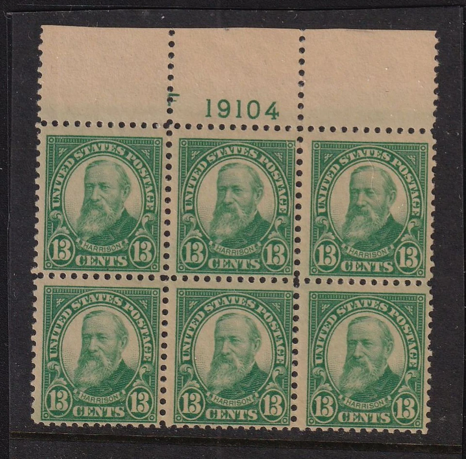 1926 Harrison 13c definitive Sc 622 Mint glazed gum OG plate block of 6 (F4 - Image 1 of 1