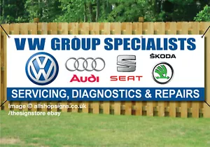 VW GROUP Specialist car garage workshop sign banner SIGN PVC with Eyelets - Picture 1 of 1
