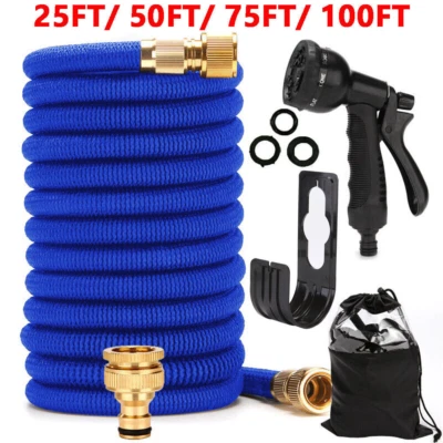Expandable Flexible Garden Water Hose Pipe Spray Gun Garden Hose Pipe Two Colour - image 1 of 4