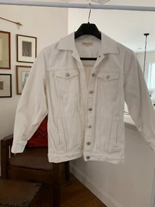 Madewell Oversized Trucker Jean Jacket White Denim 100% Cotton Women's Small EUC - Picture 1 of 4