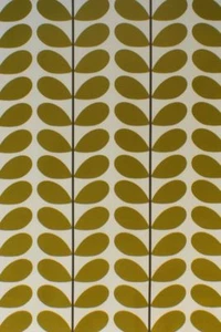 Tenda design Orla Kiely due colori stelo cotone oliva tappezzeria tessuto artigianale - Foto 1 di 4