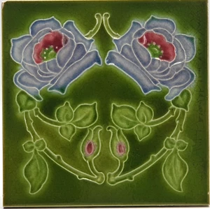 Art Nouveau Fireplace Majolica Tile Floral Design John Barratt C1907 - Picture 1 of 3