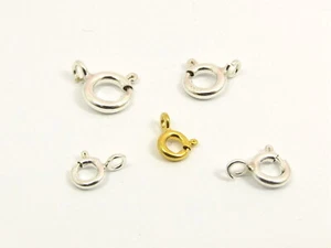 Solid 925 Sterling Silver BOLT Spring Clasp w/Open Ring DIY Making 5/5.5/6/7/8mm - Picture 1 of 16