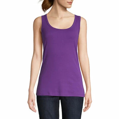 St. John's Bay Women's Scoop Neck Tank Top Size X-Large Venu Violet 100% Cotton  - Image 1 of 2