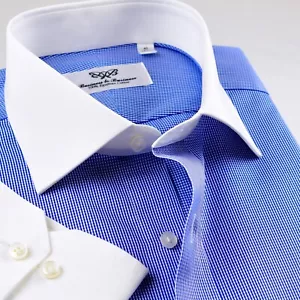 Blau Royal Kontrast weiß Oberhemd einzelne Bündchen Berufshemd - Bild 1 von 12