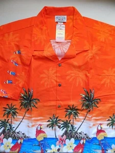 NUEVO 4XL PACIFIC LEGEND Hawaiano Floral Mangas Cortas Camisa Naranja Brillante Loros - Imagen 1 de 8
