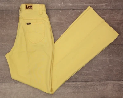VTG Women's 70s NOS Pale Yellow Lady Lee High Waist Pants Sz 28" 1970s Polyester - Image 1 of 4