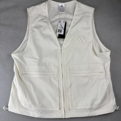 Adidas Woven Vest Men L Sportswear Full Zip Utility Mesh Camp Pockets JN8700 NWT - Image 1 of 4