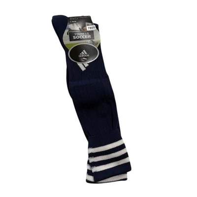 NUEVO Adidas Calcetines de Fútbol 3 Rayas Hasta la Rodilla Azul Marino/Blanco Juvenil LG Zapato Talla 3-9 Foto 1 de 4