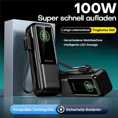 Powerbank 100000mAh USB-C USB-A Schnelllader Handy 100W Power-Bank  Laptop Mac - Bild 1 von 4