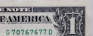 Billete de $1 de lujo número de serie Lucky 7s 5OAK Skip Note 7x7x7x Trinario - 70767677 - Imagen 1 de 3