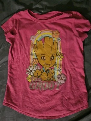 Camiseta feminina Marvel Groot tamanho 6 feijão salto - Imagem 1 de 4