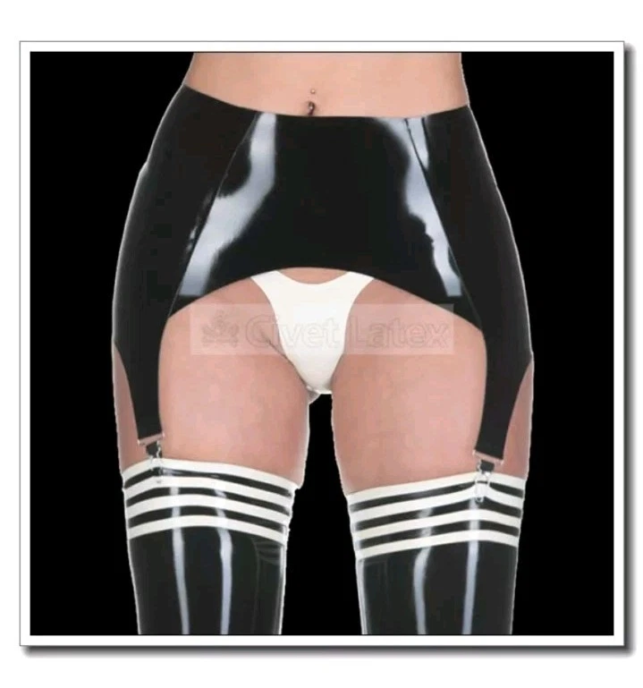 Liguero de látex para medias clásico con tirantes 4 clips 0,4 mm - pequeño/negro Foto 1 de 4