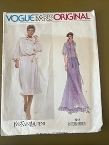 Vintage VOGUE Muster Yves Saint Laurent #1917 80’s Kleid Gr. 14 Schnitt komplett - Bild 1 von 4
