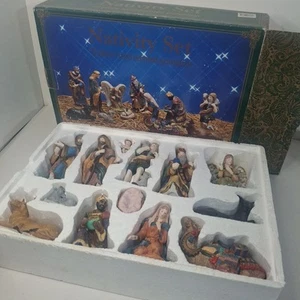 Lareaux Nativity Set 13 Piece Hand Painted Porcelain Vintage Nativity Christmas - Picture 1 of 10