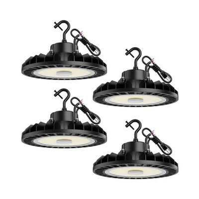 UFO LED High Bay Light 200W 4 Pack, 5000K 28,000LM, 0-10V Dimmable, US Plug 5... - Image 1 of 4