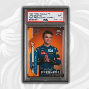 PSA9 Lando Norris #199 - 70th Anniv. Orange Rookie Card - 2020 Topps Chrome F1 - Picture 1 of 6