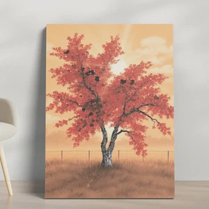 Colorful Travel Landscape Canvas Autumn Tree Red & Orange Leaves Wall Art - Picture 1 of 3