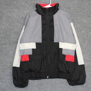 Vintage Athletic Works XL Windbreaker Jacket Gray Black Red 90s Retro Mens - Picture 1 of 5
